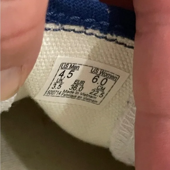 Vans Classic Slip-On | Red, White & Blue Checkerboard Trim Sneakers - Picture 6 of 7